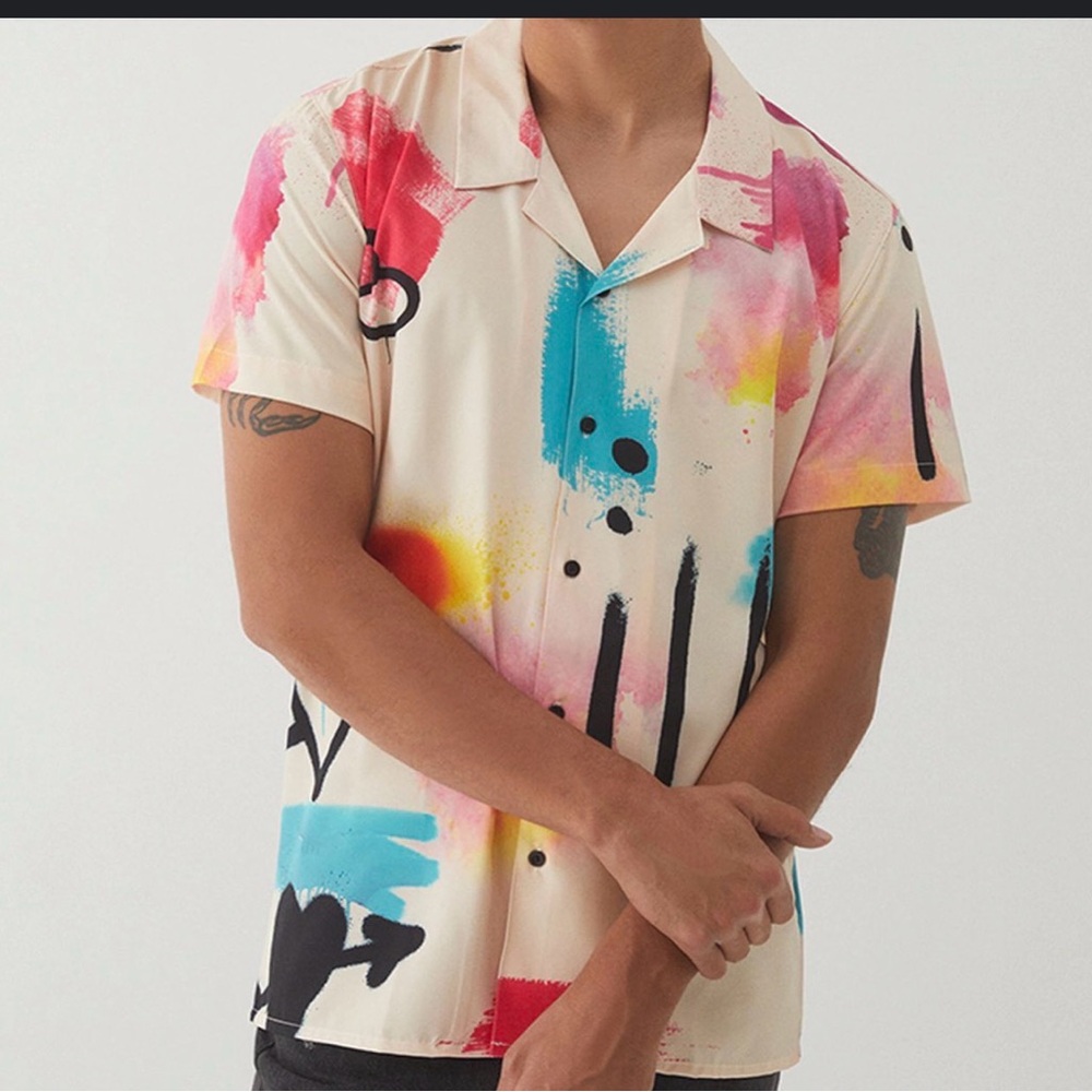 🚨 SALE Blush Mark Multicolor Abstract Buttondown Shirt medium